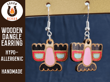 Moustache Face Wood Dangle Earrings - Lifestyle Fashion Earring - Dangle Earring - Charm and Char